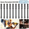 10pcs Tile Porcelain Drill Bit 6mm Alloy Drill Bits Durable Full-grinding Glass Marble Drill Set Electric Screwdriver Bits