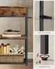 VASAGLE Narrow Console Table with 2 Fabric Drawers, 3-Tier Entryway Sofa Table, 24 x 76 x 80 cm, for Hallway, Living Room, Rustic Brown and Ink Black