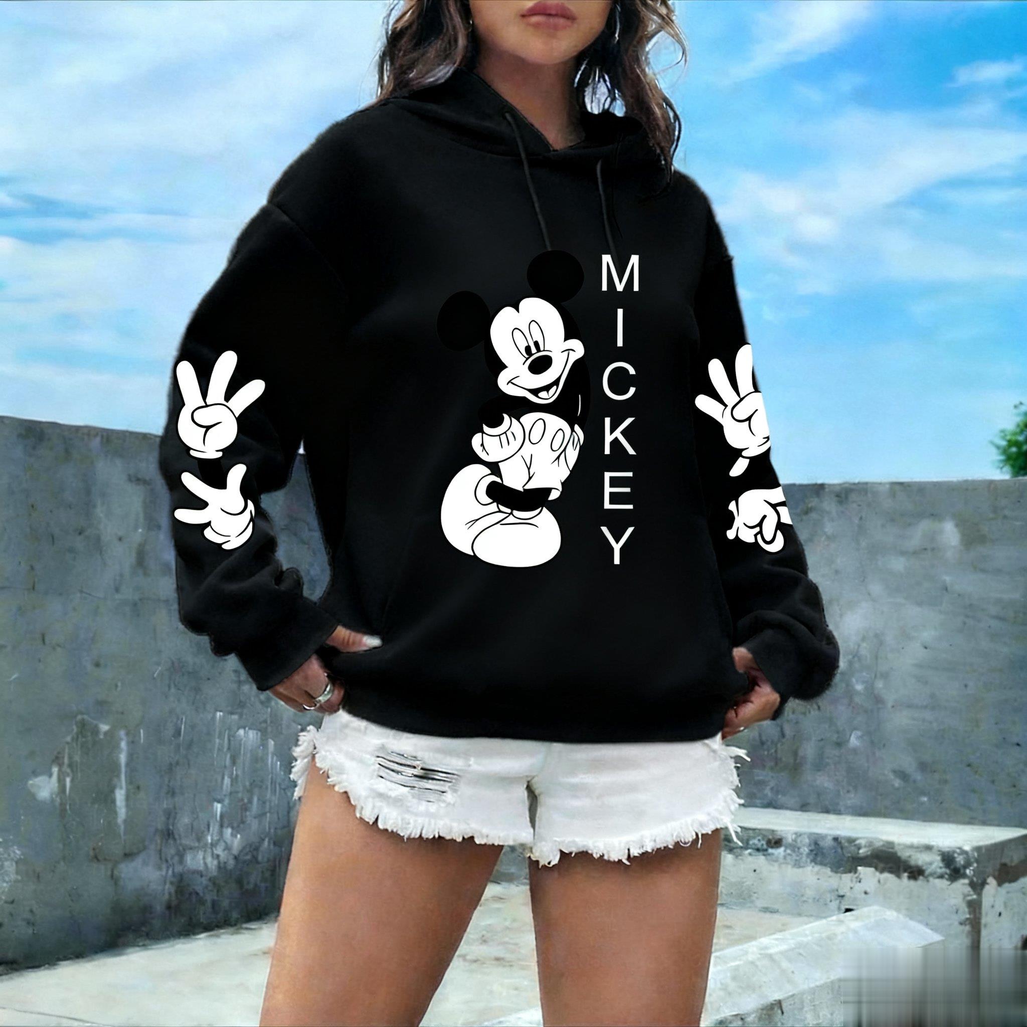 

Unisex Disney Pullover Hoodie Women Men Mickey Mouse Print Graphic Casual Streetwear Cotton Sweatshirt Spring Autumn Fashion Top S