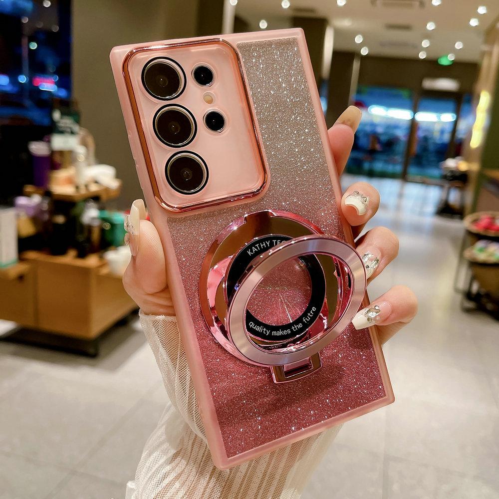 For Samsung Galaxy S24 Ultra Bling Ring Holder TPU Case Magnetic TPU Case For Galaxy S24 S23 FE S22 S21 Ultra