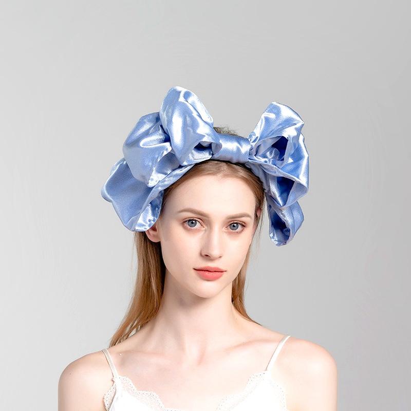 1PC Sweet Solid Color Girls Hair Hoop Satin Big Bowknot Lolita Lovely Fashion Versatile