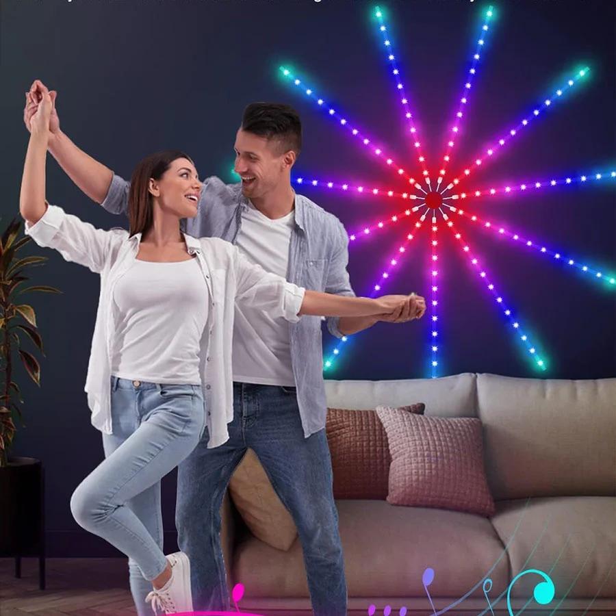 Smart APP Firework LED Light RGB Dreamcolor Firework Light USB App Control LED Strip Light with Remote for Christmas Party Decor
