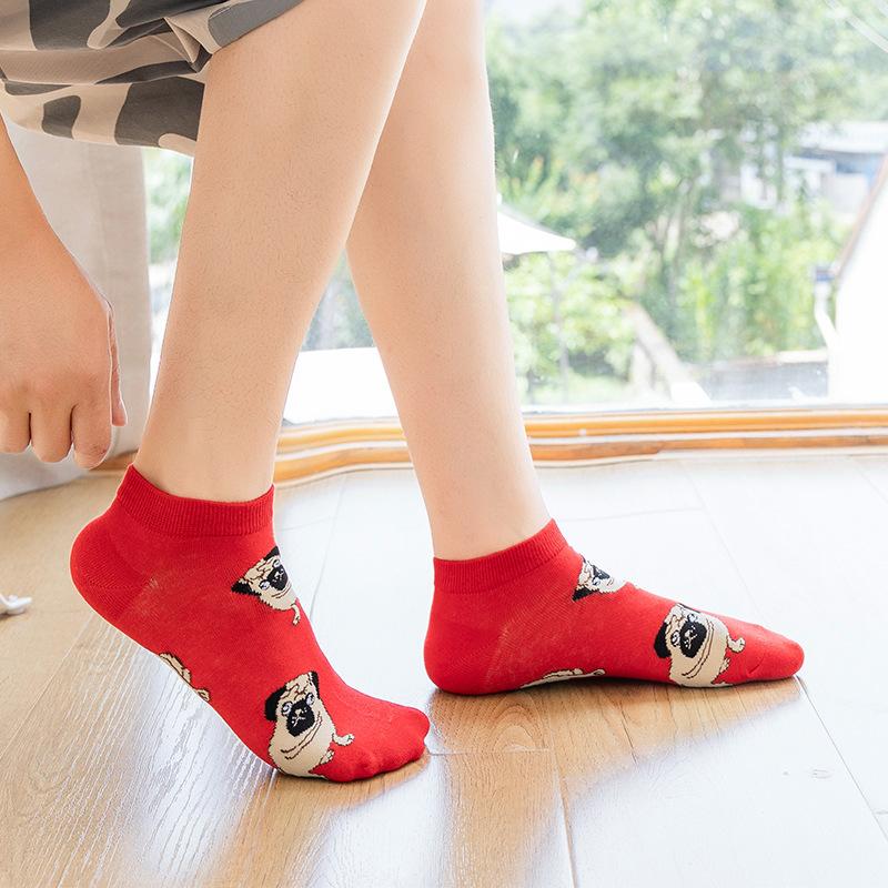 Spring and Summer Thin Men and Women Shallow Mouth Cotton Socks Fruit Animal Trend Comfortable Breathable Boat Socks