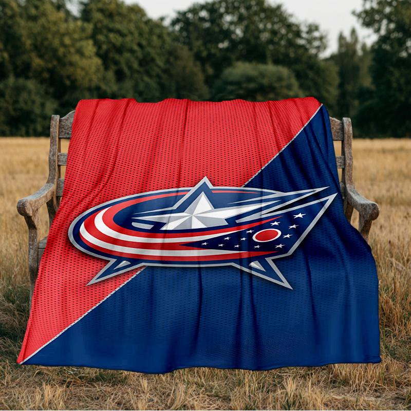 Columbus Blue Jackets Logo Blanket Flannel Throw for Sofa, Indoor, Camping, Living Room, Office, Chair, And Bed Soft Birthday Gift