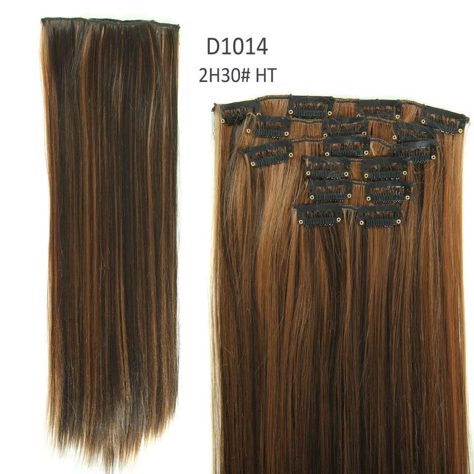 

24-дюймовые наращивания волос, натуральные шиньоны, прямой синтетический зажим в парике для наращивания волос 2H30#