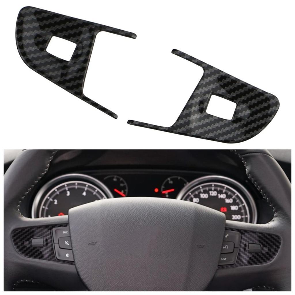 ABS Chrom Kohlefaser Auto Lenkrad Panel Abdeckung Zierleiste für Peugeot 408 2014 2015 für Peugeot 508 2011 - 2016 Aufkleber
