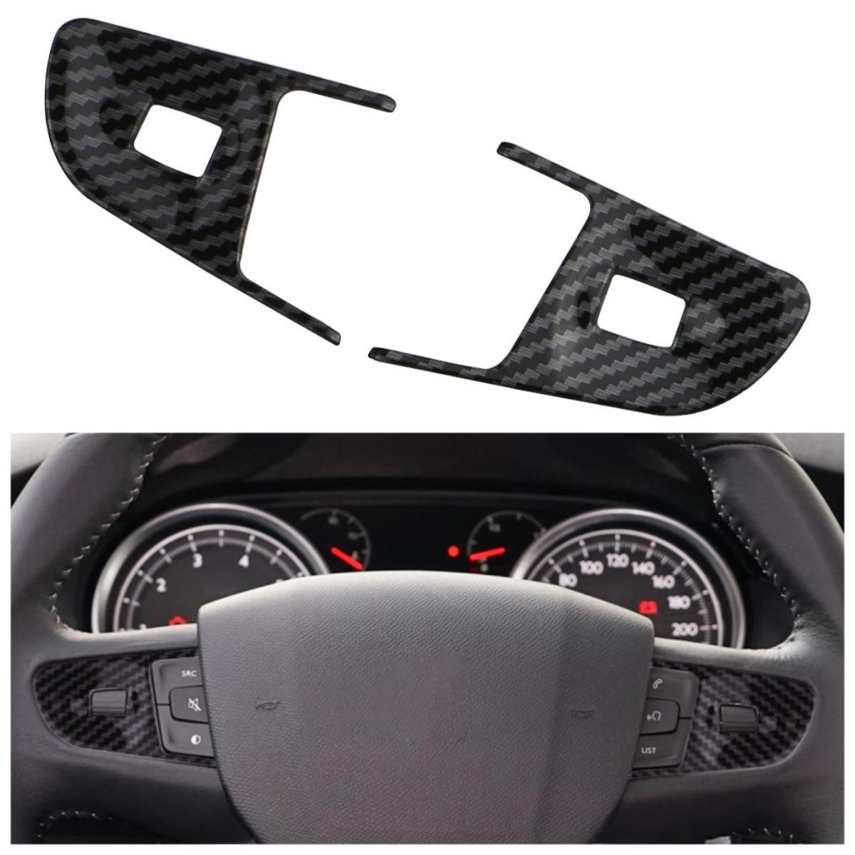 

ABS Chrome Carbon Fiber Car Steering Wheel Panel Cover Trim for Peugeot 408 2014 2015 for Peugeot 508 2011 - 2016 Stickers