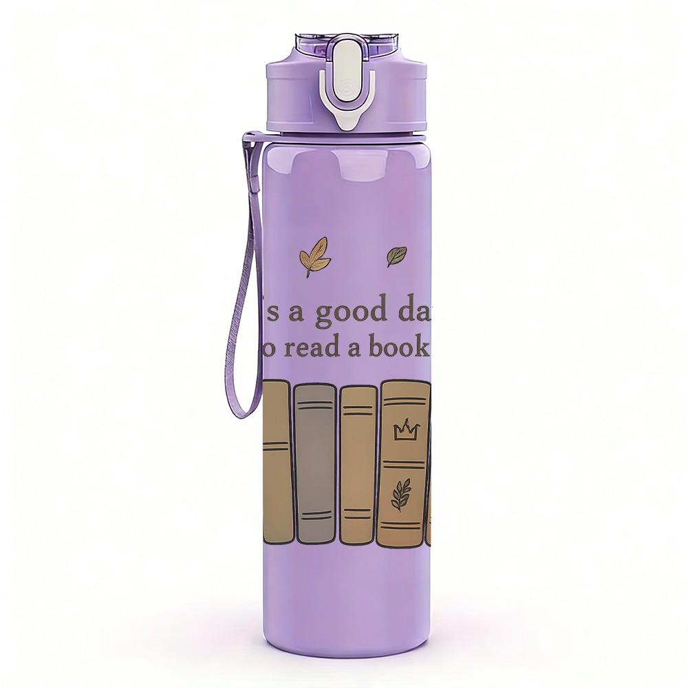 1PC It Is A Good Day Text Quote Print 750ml Color Plastic Sports Water Bottle Leakproof Flip Straw Lid Suitable for Sports Office Home Use