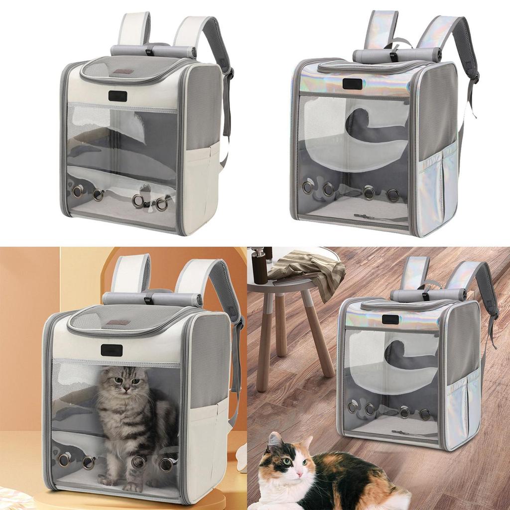 Portable Pet Cat Carrier Backpack Travel Bag with Shoulder Strap Transparent Window Tote Breathable for Kitten Puppy Travel