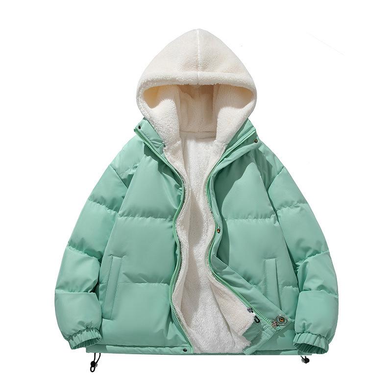 Cotton Coat Men's Winter Lamb Velvet Jacket Winter Clothes Plus Velvet Cotton Jacket Couple Bread Clothes Thickened Cotton Jacket Korean Version Trend