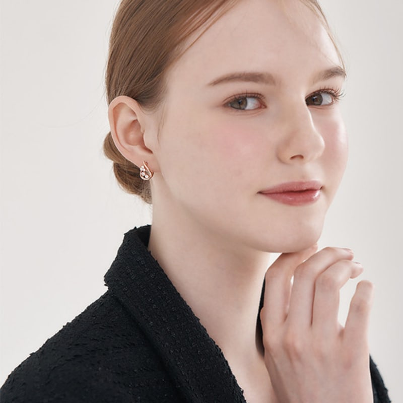 ELLE Jewelry 14K GF Water Drop One-Touch Cubic Zirconia Earrings ELGPEE548