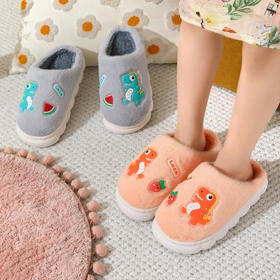 Children Shoes Cute Warm Thick Cotton Plush Slippers Fashion Cartoon Kids Anti Slip Slippers Trendy Baby Soft Soled Home Slipper