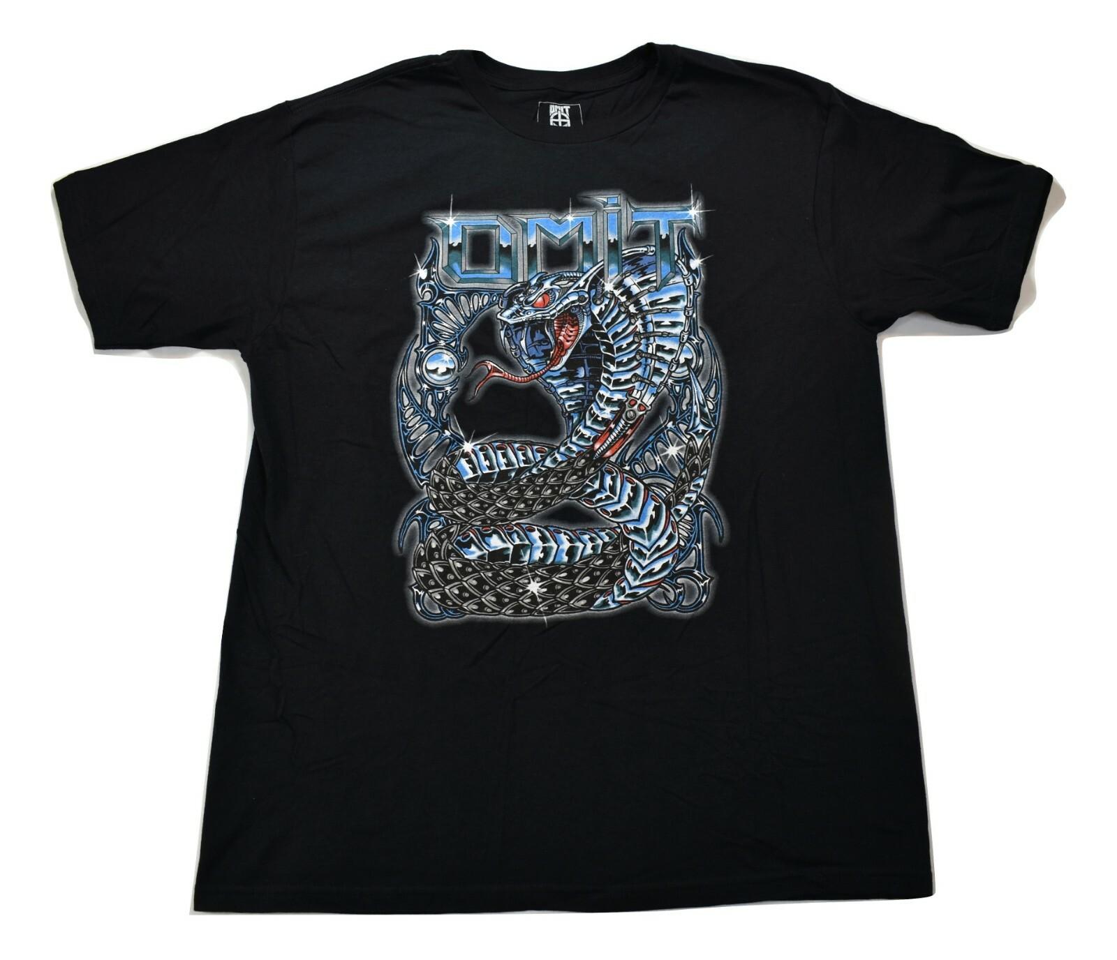 

Omit Mens Robotic Metal Cobra Snake Black Shirt New Large 4XL