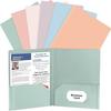 Slot Folders Macaron Color Plastic Double Pocket Heavy-Duty Business Card Slot Organizer Lightweight Sturdy File Folders