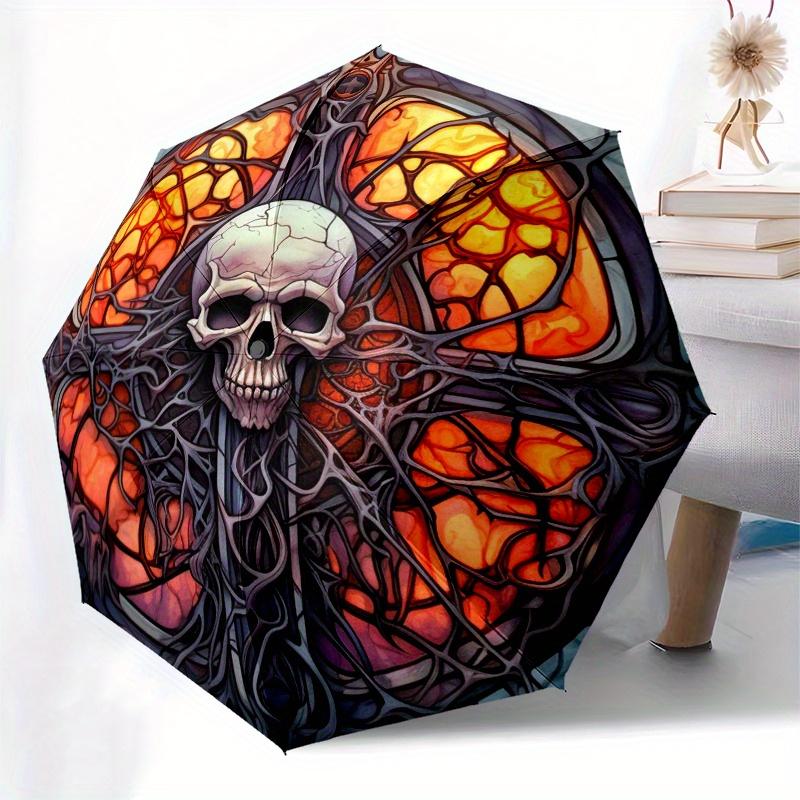 Buntglas Totenkopf Kunst Wanddeko Regenschirm Tag Geschenk Y258