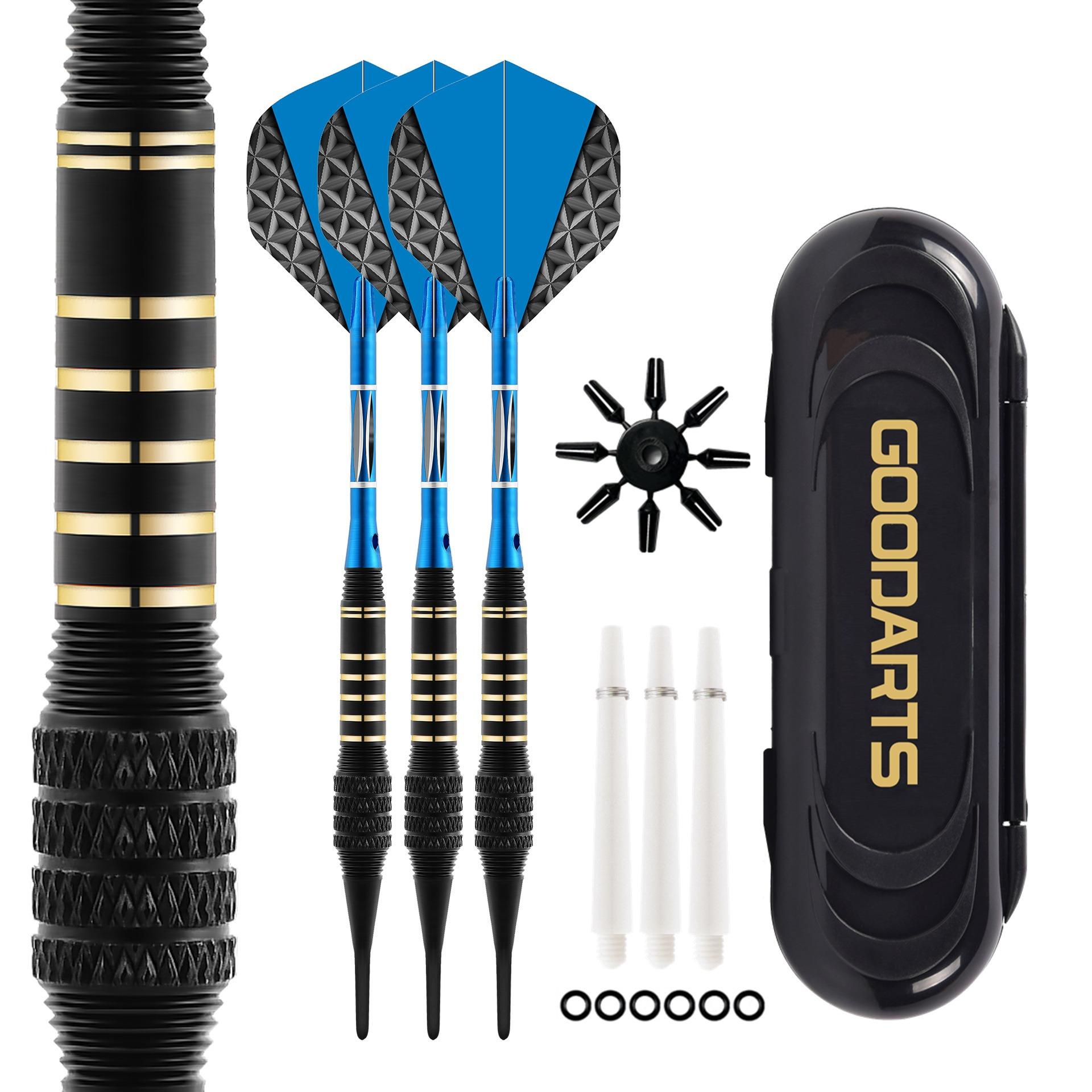 

BEPAN TRALOW Professional Soft Tip Darts Set 18 Grams with 6 Dart shaft 6 rubber ring,Gift Storage Box,For Competition/Office Games синий