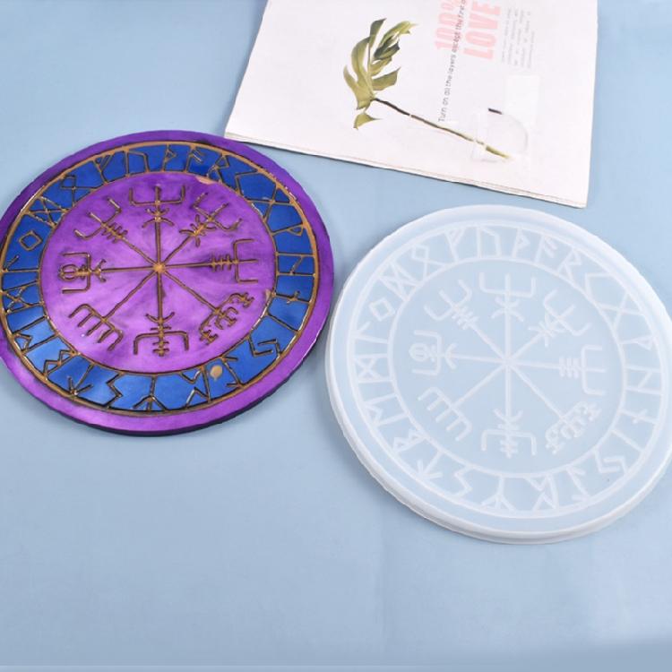 Viking Divination Rune Coaster Tray Mould Rune Stones Silicone Resin Mould