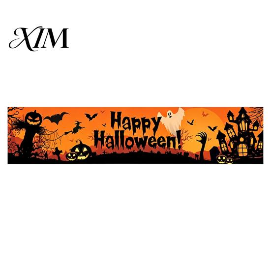 Decorative Scene Setup Large Happy Halloween Banner for Outside, 70 x 15 Inch Yard Sign Front Porch Decor Flag, Spooky Welcome Garden Fence Home Party