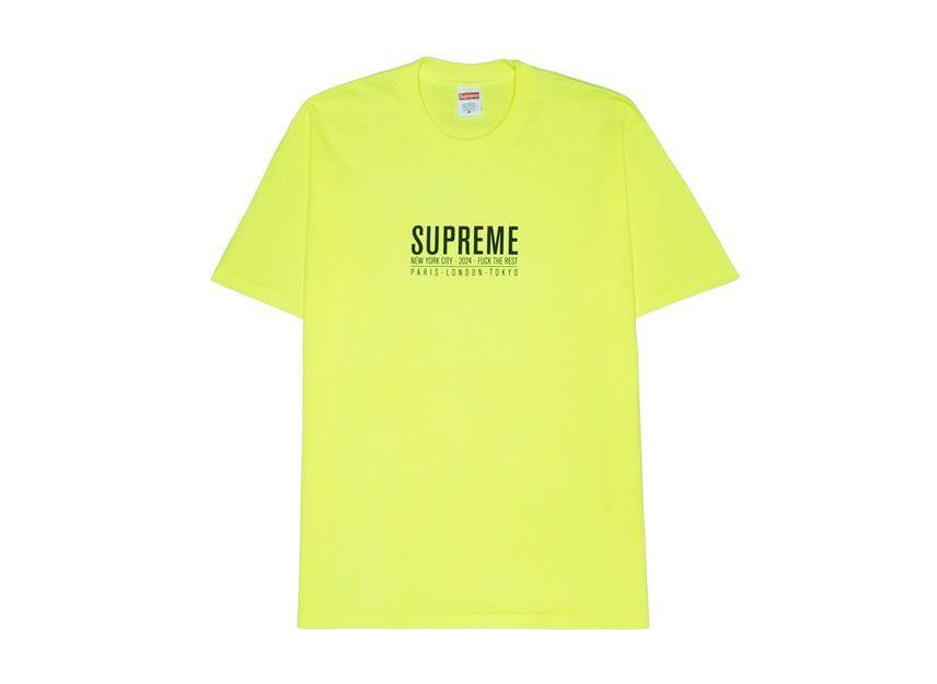 Supreme Paris Tee Fluorescent Yellow M