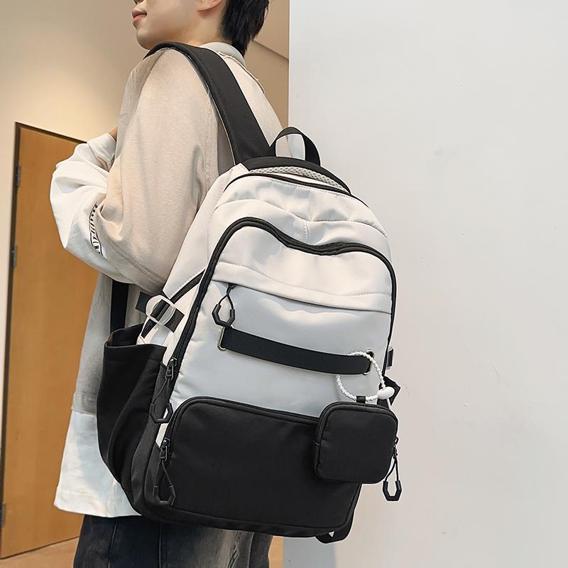 Schultasche für Mittelschüler, Farbblock, Damenrucksack mit großer Kapazität, Herren-Reiserucksack mit Geldbörse