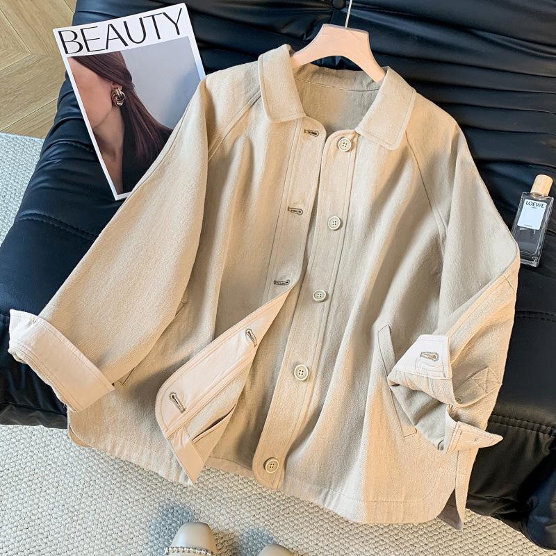 High-End Women's Twill Cotton Jacket with Fruit Enzyme Wash - 2026 Autumn Collection