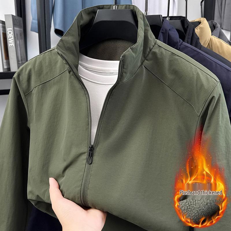 Herren Fleece-gefütterter Herbst/Winter Sport Windbreaker - Einfache, Lockere, Modische Jacke mit Hochwertigem Gefühl