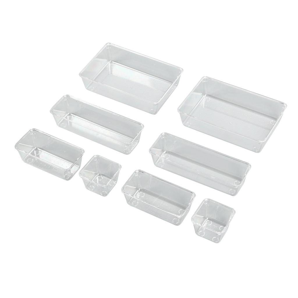Clear Plastic Storage Box PS 8PCS Stratified Storage Stackable Clear Organizer Box for Jewelry Craft Tackles Tools