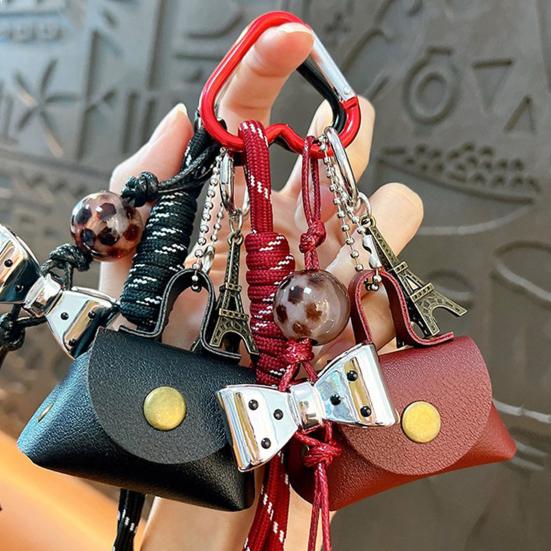 Brelok Mini Torebka Pierożek Portmonetka Zapięcie Bezpieczeństwa Odpinany Pasek na Nadgarstek Wodoodporna Sztuczna Skóra