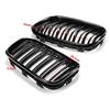 Pair Double Slat Replacement Racing Grill Grille For BMW 1 Series F20 F21 LCI 120i 2015- Car Front Bumper Kidney Grilles