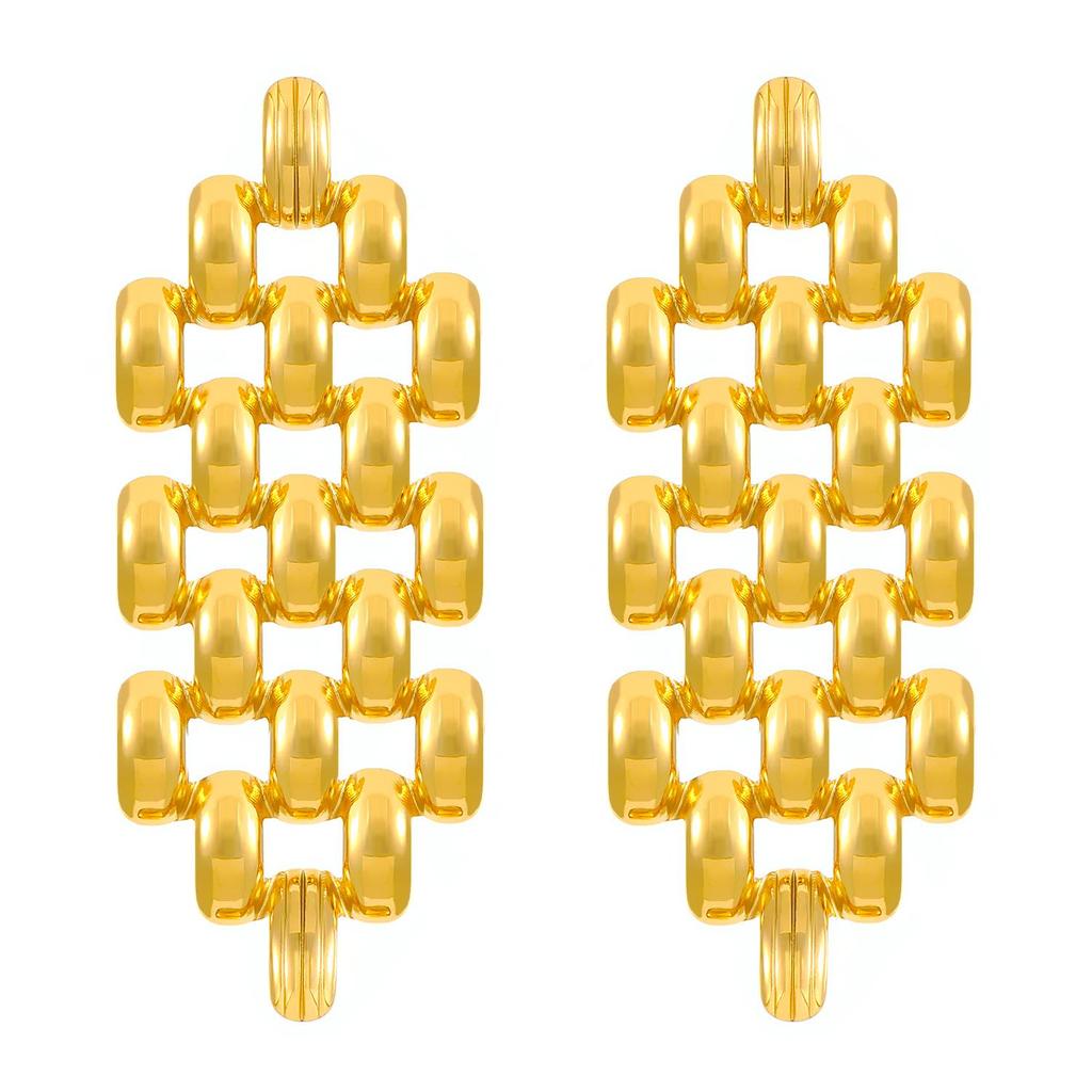 Vintage Titanium Steel Geometric Earrings: European & American Retro Style, Smooth Irregular Pleated Design