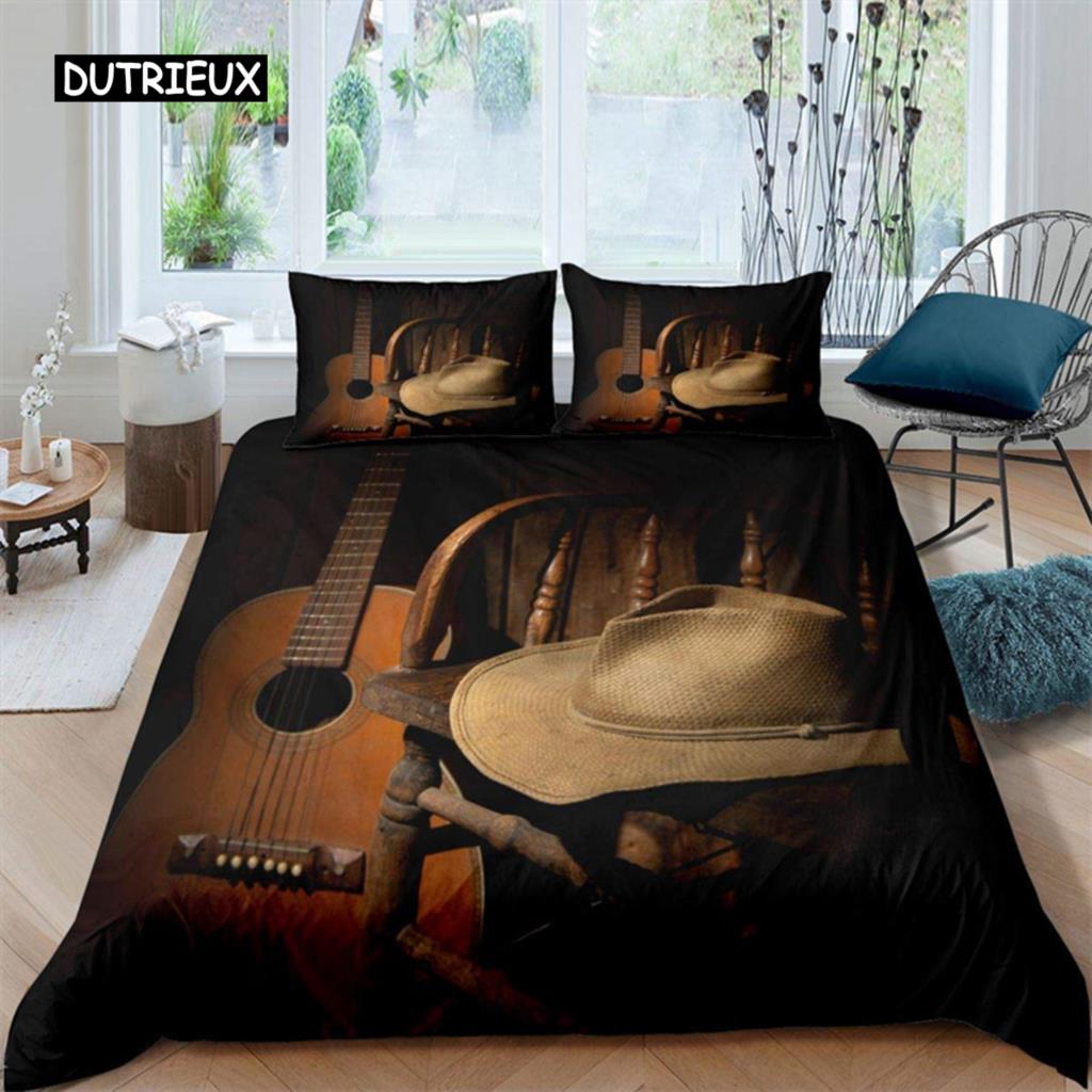 Western Cowboy Duvet Cover Rodeo Cowboy Riding Bull Horse Bedding Set Full For Boys Teen Microfiber Farmhouse Style Quilt Cover