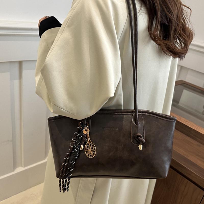 Yogodlns PU Leather Shoulder Bag for Women Y2K Simple Fashion Handbag Large Capacity Female Crossbody Bag Solid Color Retro Underarm Bags