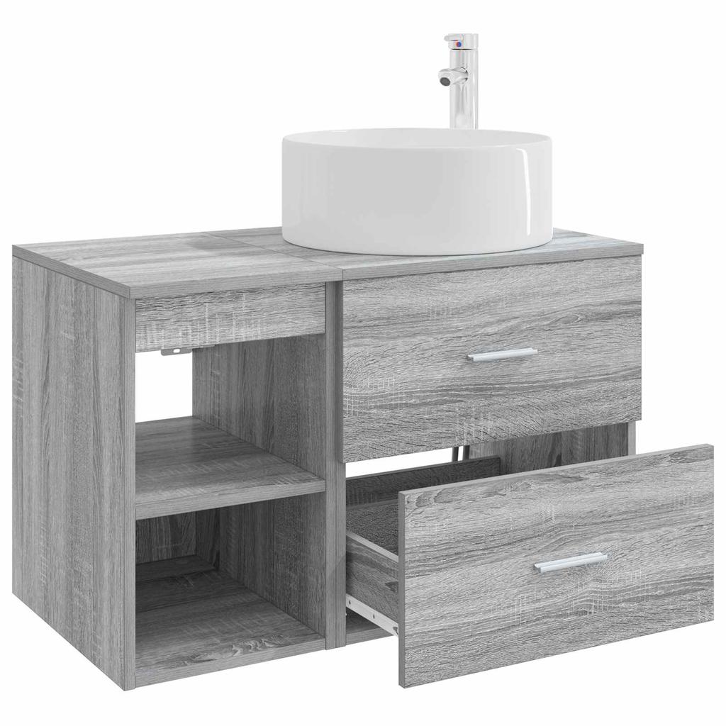 Bathroom Furniture Set 2 Pcs Grey Sonoma Particleboard