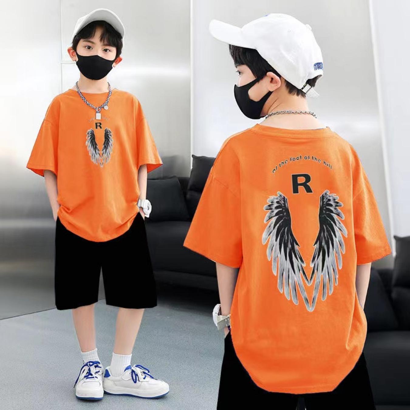 

Summer Kid Boys Clothes Set Children Girls Wing Printed Short Sleeve Shorts Pieces Set Baby Tracksuits 5-6Y