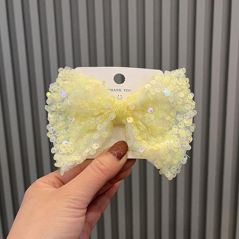 Korean Princess Style Bow Hair Clip with Colorful Sequins for Girls