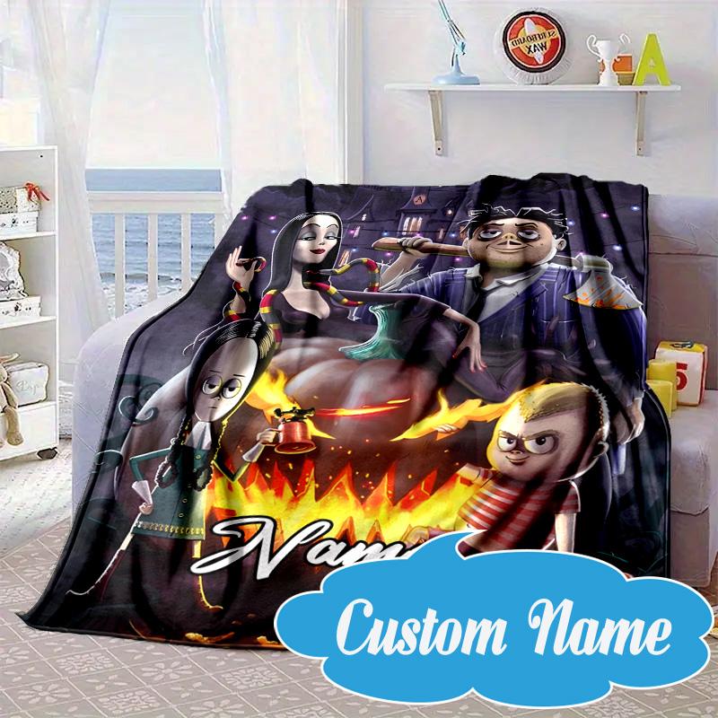 Benutzerdefinierter Name Nightmare Addams Decke Bett Sofa Decke Flanelldecke für Camping, Wandern, Picknick Zubehör, Geschenk für Fan Familie