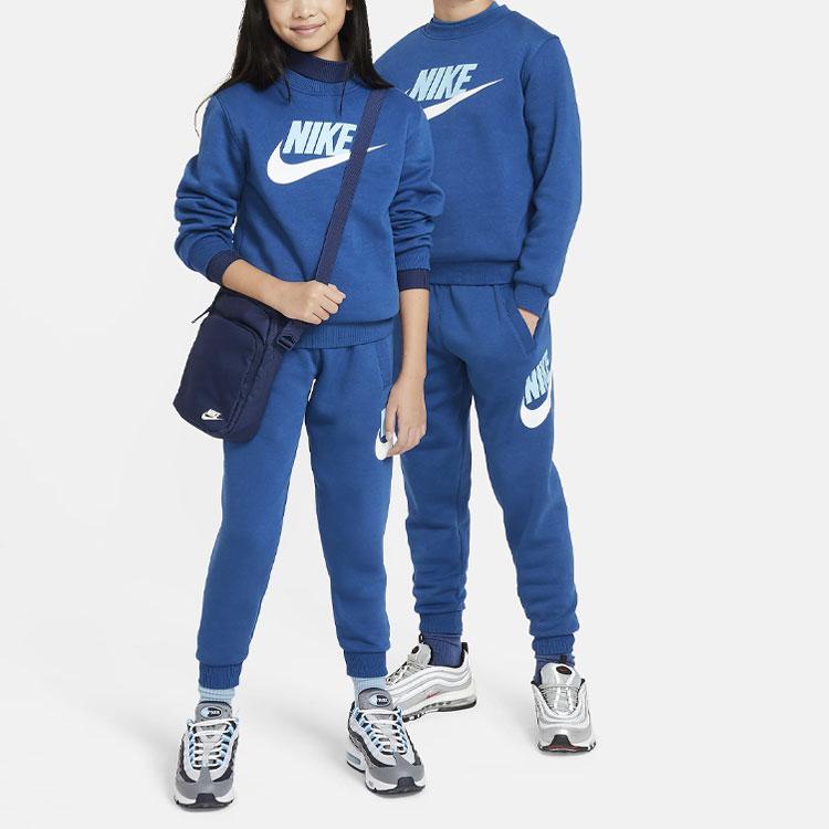 Nike Sportswear Club Fleece Logo Print Crewneck Sweatshirt Kids Tops Court-Blue FD2992-476