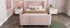 Children's Bed Upholstered Bed, Single Bed Sleigh Bed with Cosmic Pattern, 90 x 200 cm, For Boys & Girls, Pink, Velvet (Without Mattress)