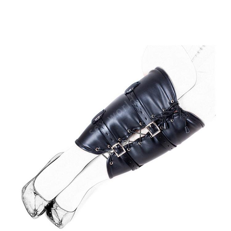 BDSM Bondage Leg/Arm Binder,Behind Back Straight Jacket,SM Leather Armbinder Restraint Slave Lockable Glove With Shoulder
