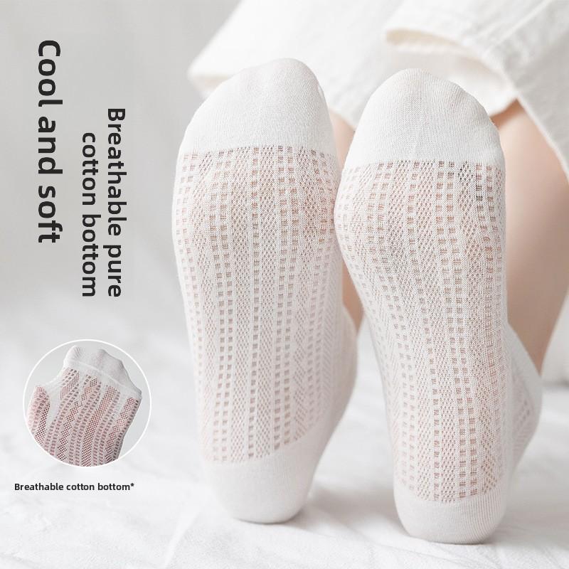 Spring and summer lightweight pure cotton children's mesh net breathable socks
