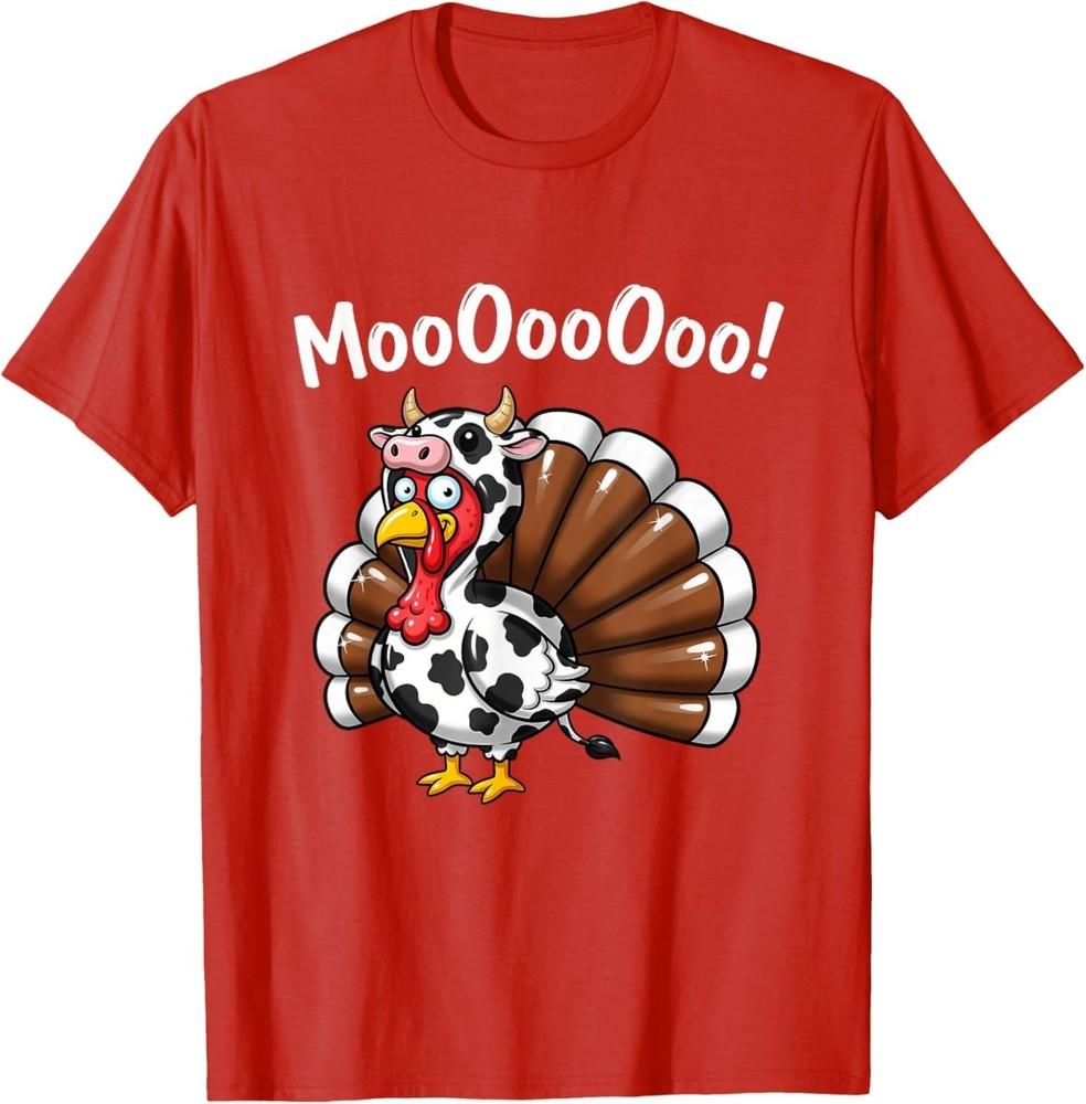 

Thanksgiving Moo Turkey Cow Funny Fall Farm Men Women T-Shirt L