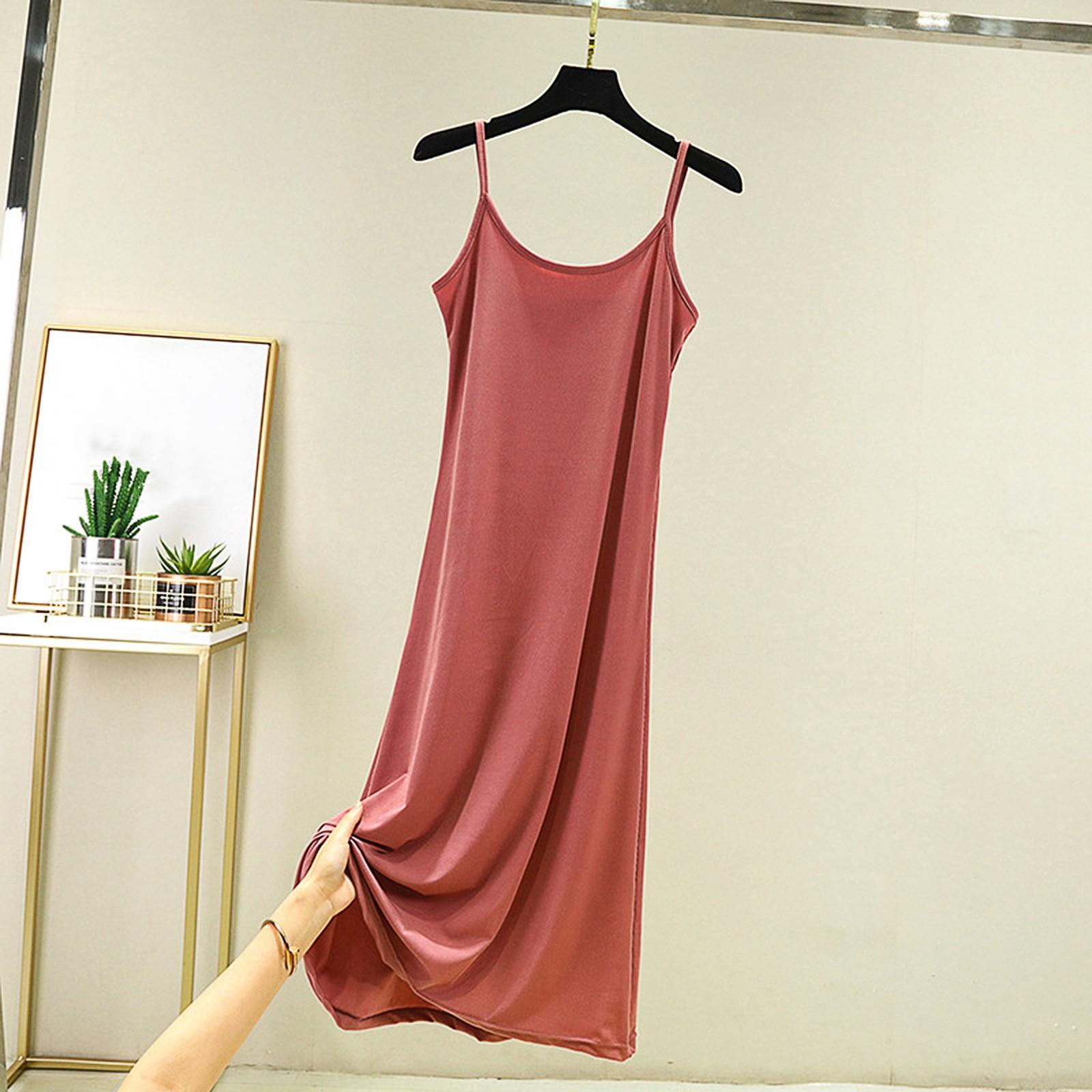 

Женская свободная повседневная ночная рубашка с лифом и длинным однотонным платьем под ним XL киноварь