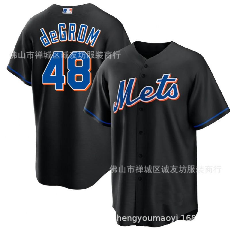 New York Mets 48 Jacob DeGrom Camiseta de Béisbol Bordada Unisex Ropa para Aficionados Ropa Deportiva Ligera