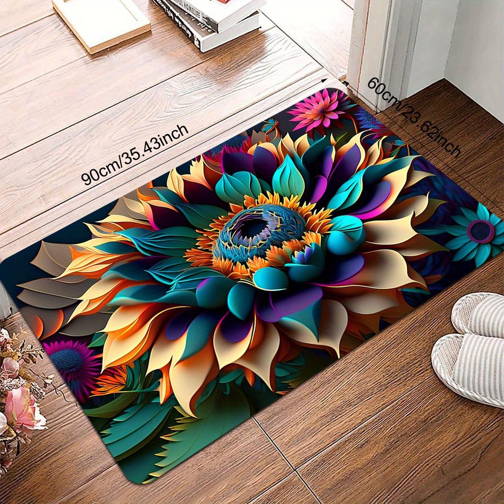 1 Stück Anti-Ermüdungs-Küchenteppiche, luxuriöser Blumendruck, wasserdicht, rutschfest, dick gepolstert, Küchenmatte, strapazierfähig, bequeme Stehmatte für die Küche