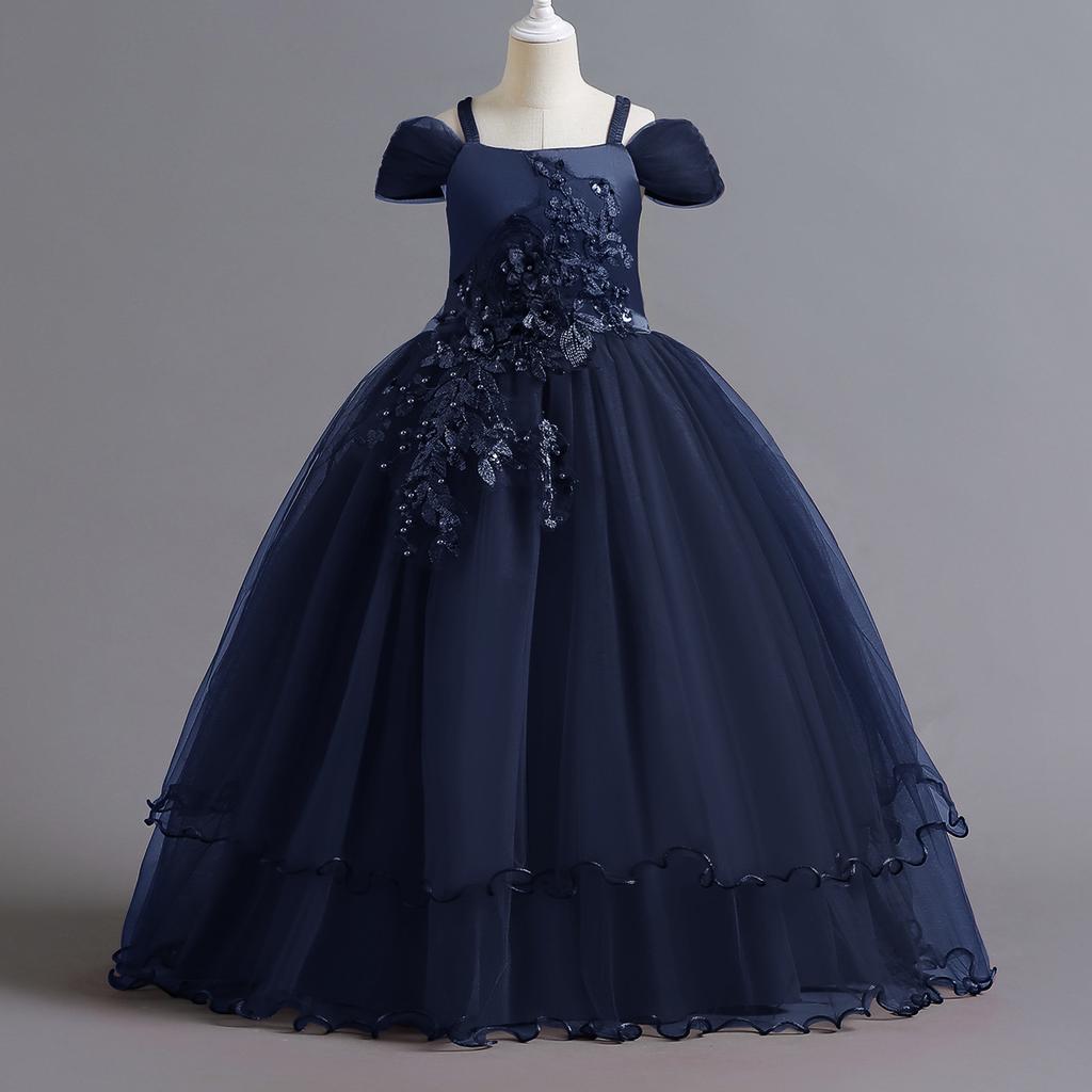 Vestido de Verano para Niñas Bordado Vestido de Princesa para Dama de Honor Niños para Niñas Fiesta Infantil Vestido de Boda