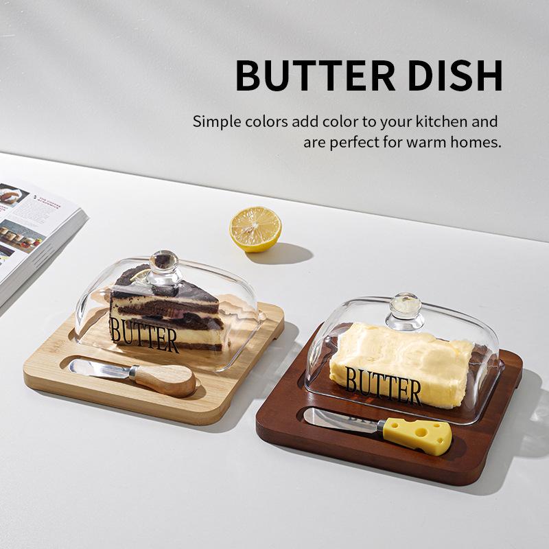 Nordic Style Glass-Covered Butter Dish & Cheesecake Dessert Box