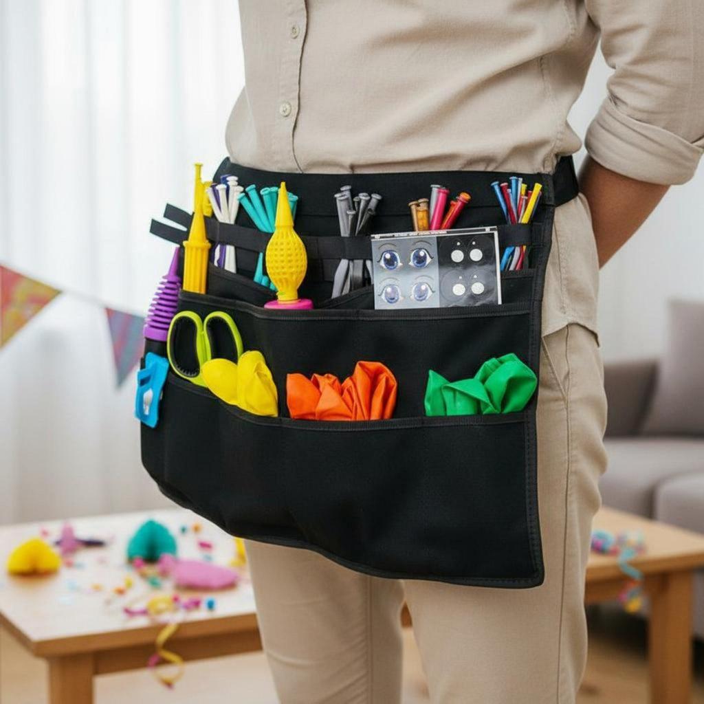 Clown Tool Apron Adjustable Waist Belt Balloon Organizer Material Pouch for