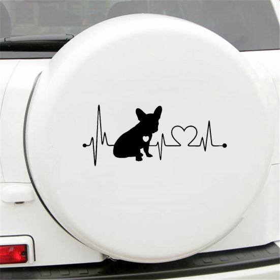 French Bulldog Heartbeat Car Bumper Window Sticker Reflective Decorative Decal