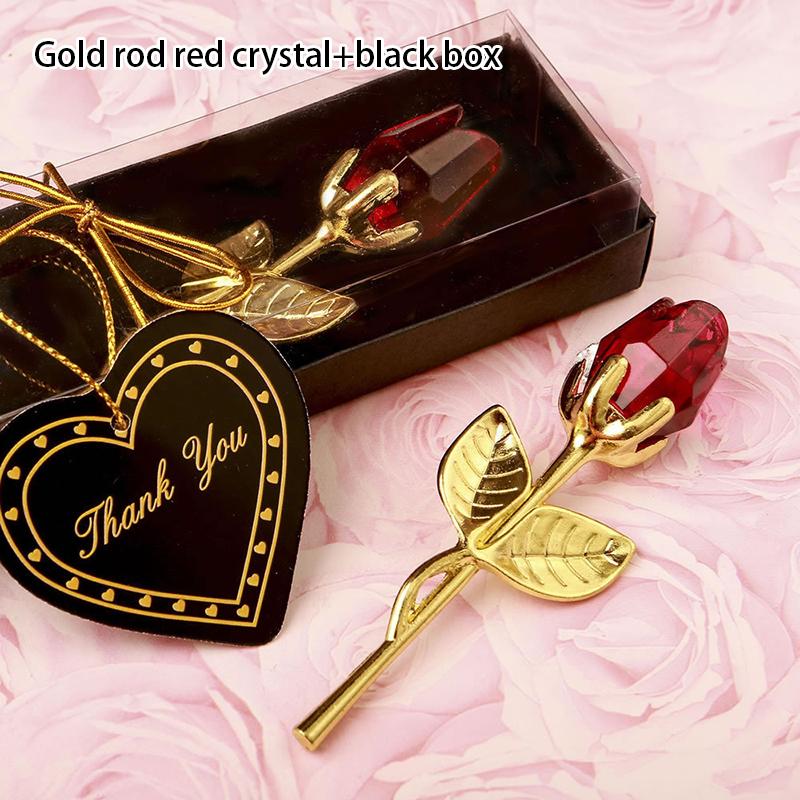 Crystal Rose Artificial Flower Gold And Silver Handicraft Wedding Decoration Valentine's Day Couple Girlfriend Gift With Box