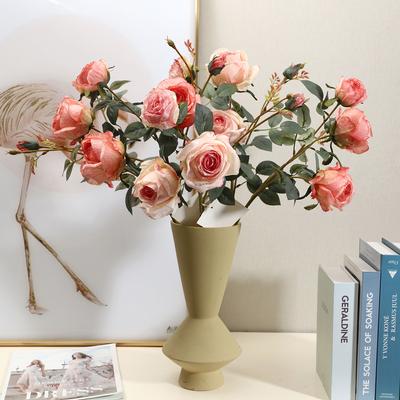 High-end French Retro Rose Simulated Flower Home Living Room Decoration Ornament Fake Flower Amber Rose